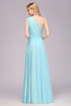 Ein-Schulter A-Linien Hi-lo Chiffon Brautjungfernkleider für Frauen
