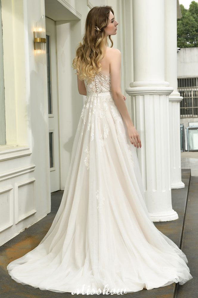 Robe de mariée en tulle à bretelle unique, ligne A, sans manches, pour mariage au printemps sur la plage