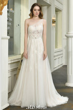 Robe de mariée en tulle à bretelle unique, ligne A, sans manches, pour mariage au printemps sur la plage
