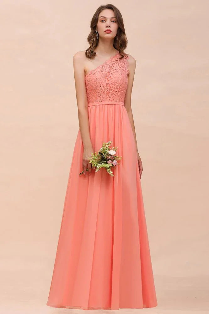 Ein-Schulter-Blumenmuster-Kleiderjungfernkleid mit Seitenschlitz, festliches Hochzeitsgastkleid mit Tasche