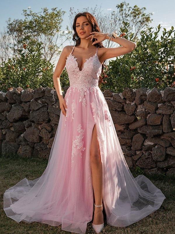 Vestido de fiesta de primavera con aplicación de tul SYP19