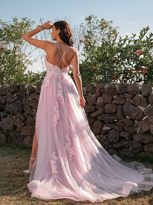 Vestido de fiesta de primavera con aplicación de tul SYP19