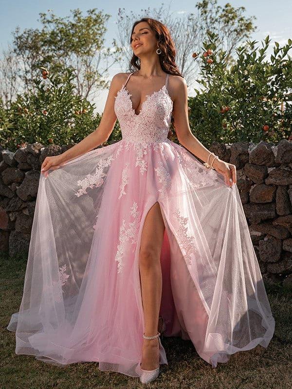 Vestido de fiesta de primavera con aplicación de tul SYP19