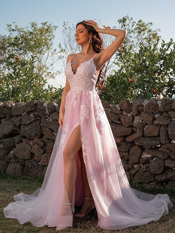 Vestido de fiesta de primavera con aplicación de tul SYP19