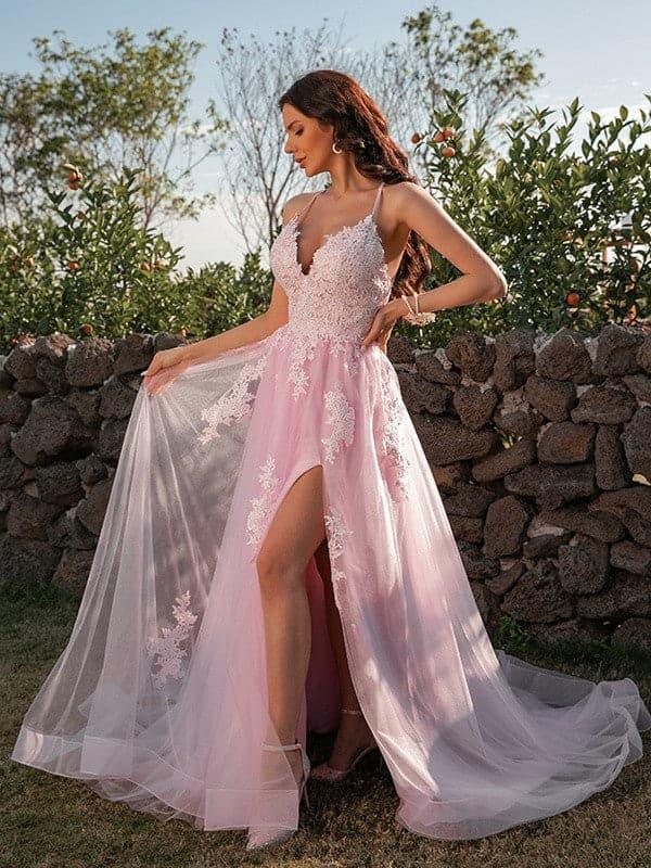 Vestido de fiesta de primavera con aplicación de tul SYP19