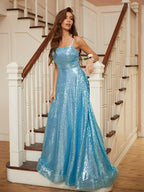 Vestido de baile de lantejoulas longo vestido de noite brilhante SYP27