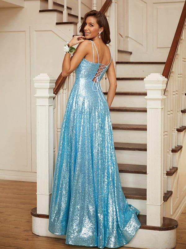 Vestido de baile de lantejoulas longo vestido de noite brilhante SYP27