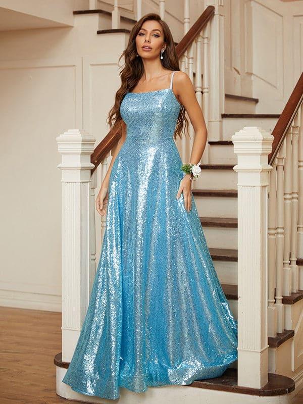 Vestido de baile de lantejoulas longo vestido de noite brilhante SYP27