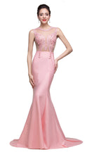 Robes de sirène roses à longueur balayage avec perles factices