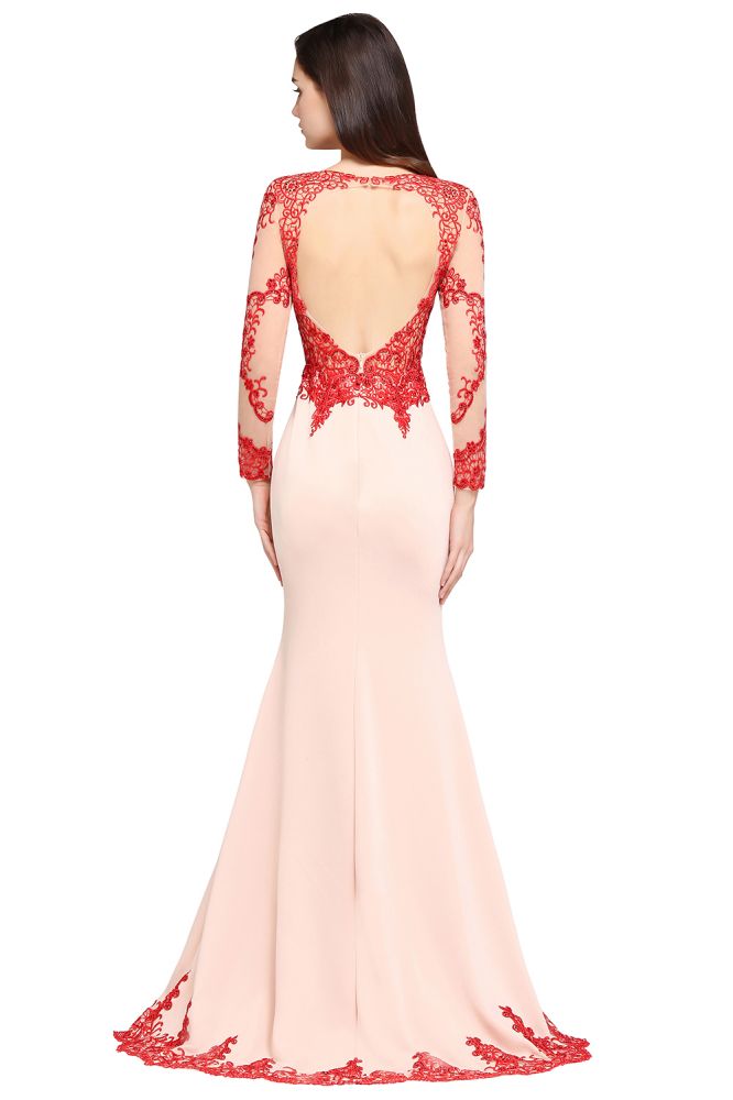Robe de soirée rose sirène à décolleté en cœur, traîne ample et jolie dentelle
