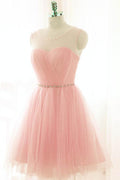 Vestidos de fiesta cortos rosas Vestidos de fiesta de tul Vestidos de regreso a casa rosas