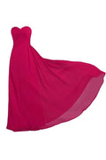 Vestidos longos de dama de honor cor-de-rosa sem alças em chiffon para casamento e baile BD009