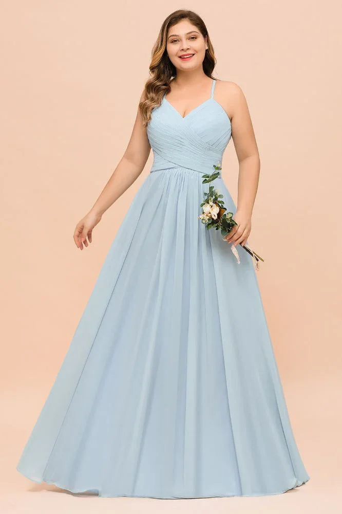 Brautjungfernkleid in Übergröße mit Herzausschnitt, bodenlang, A-Linie, Kleid der Trauzeugin