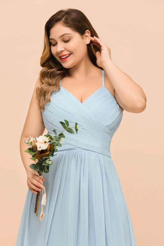 Brautjungfernkleid in Übergröße mit Herzausschnitt, bodenlang, A-Linie, Kleid der Trauzeugin