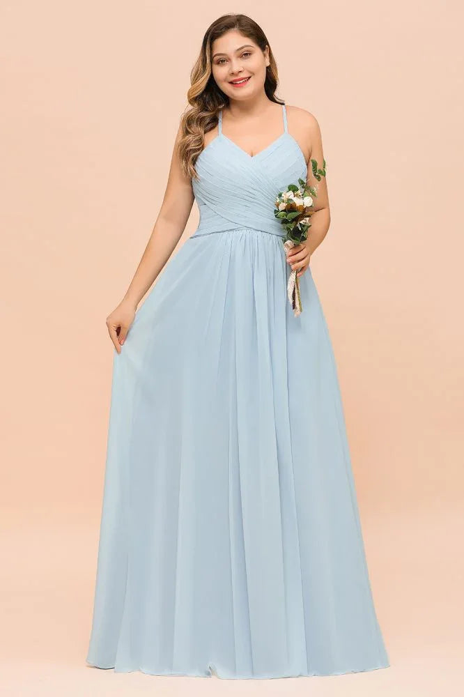 Brautjungfernkleid in Übergröße mit Herzausschnitt, bodenlang, A-Linie, Kleid der Trauzeugin
