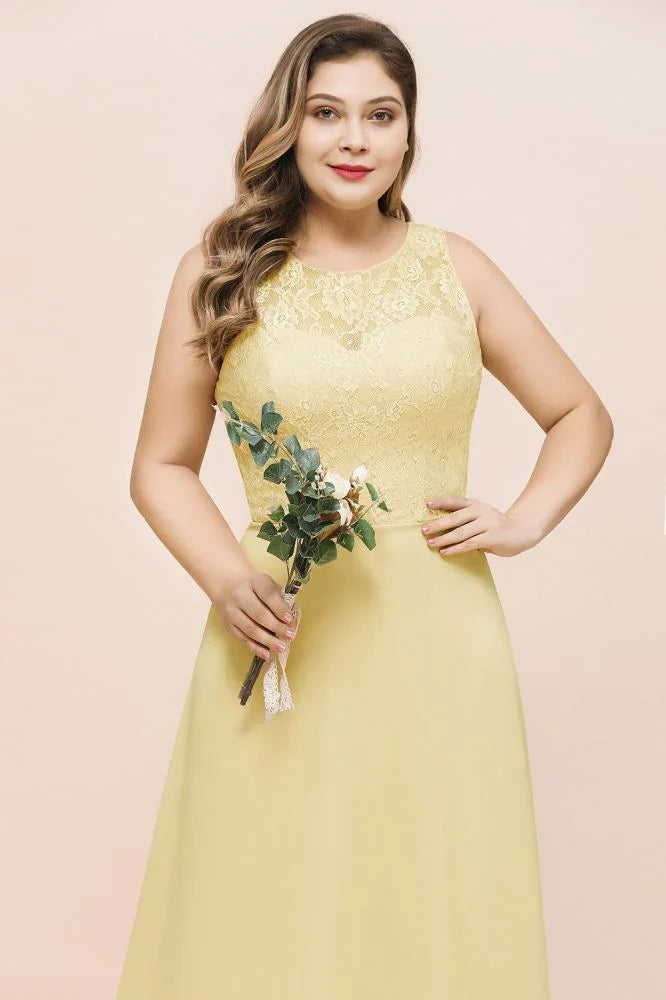 Plus Size Floral A-line Bridesmaid Dress Sleeveless Evening Maxi Dress for Girls Women