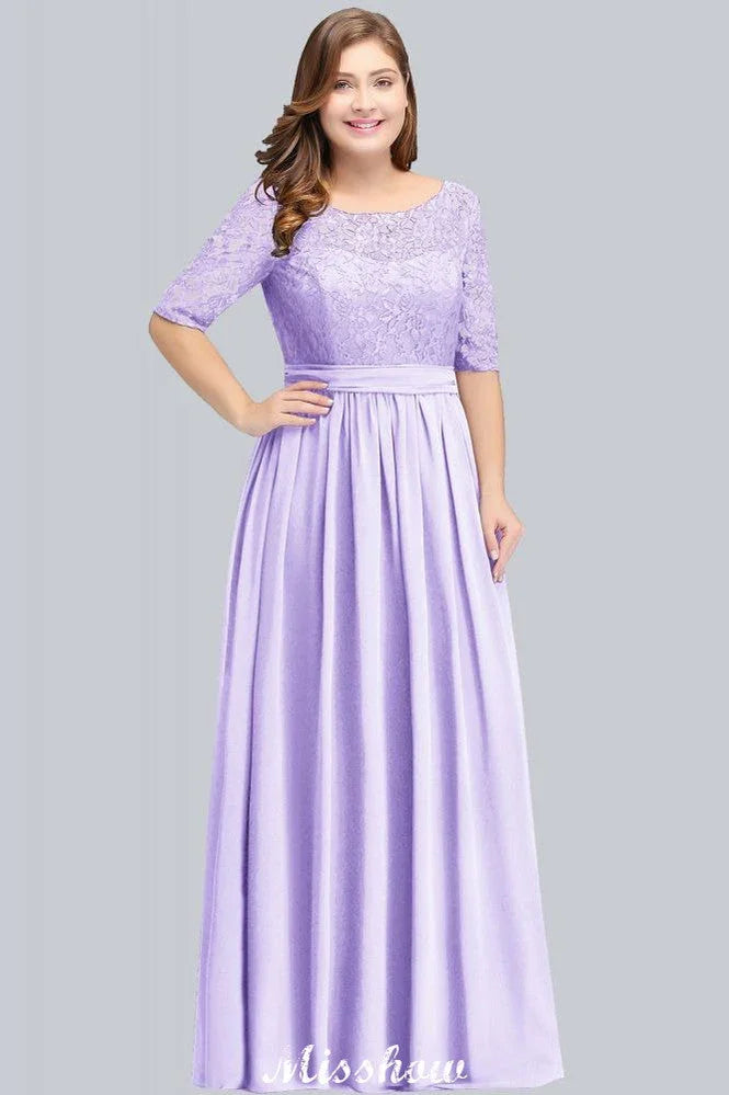 Robe de soirée longue évasée en dentelle florale grande taille à manches mi-longues pour fête