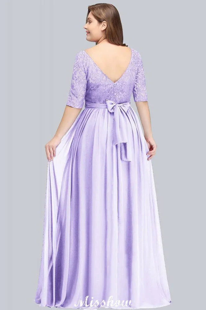 Robe de soirée longue évasée en dentelle florale grande taille à manches mi-longues pour fête
