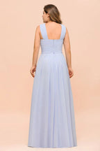 Großformat Lavendel Brautjungfernkleid mit Neckholder bodenlanges Hochzeitsgastkleid