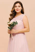 Vestido de Dama de Honra Sem Mangas Plus Size, Corte em A, Comprido com Fenda Lateral para Festa de Casamento