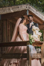 Brautkleid in Übergröße, florales Tüll-A-Linien-Brautkleid mit langen Ärmeln