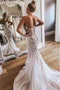 Bonitos vestidos de novia elegantes con escote corazón y encaje de sirena 