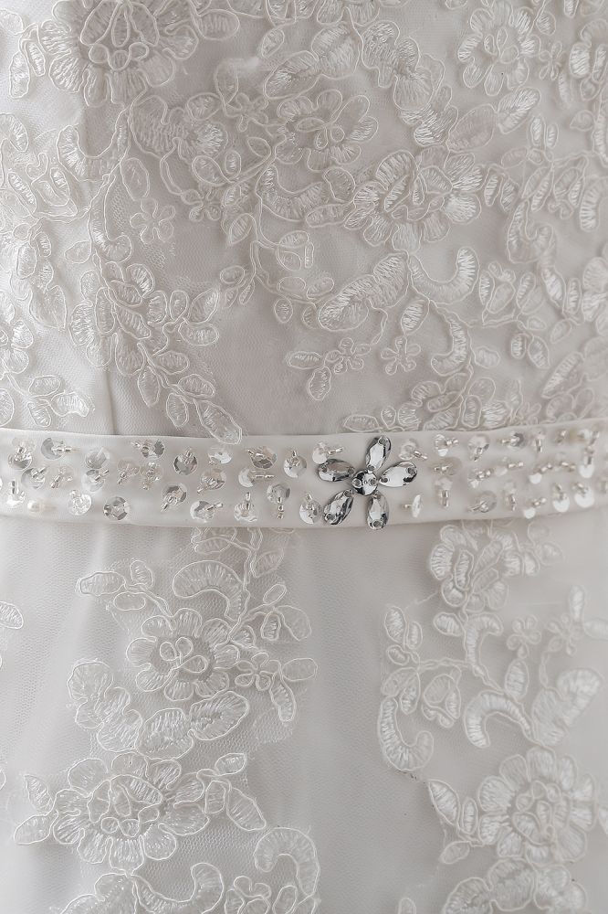 Vestido de novia de tul con escote en V y encaje, recién llegado