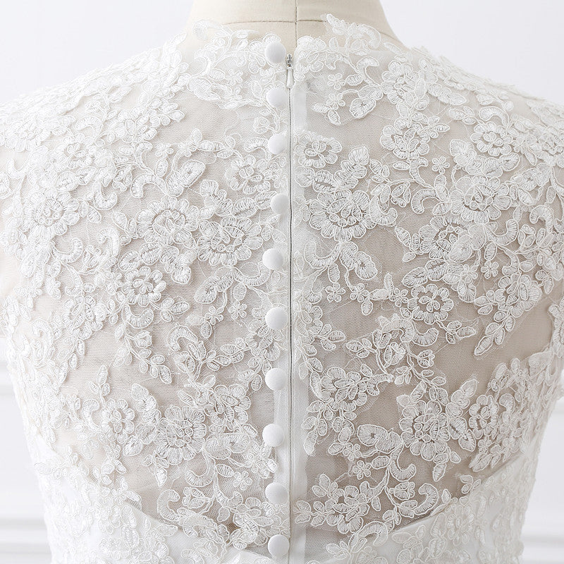 Vestido de novia de tul con escote en V y encaje, recién llegado