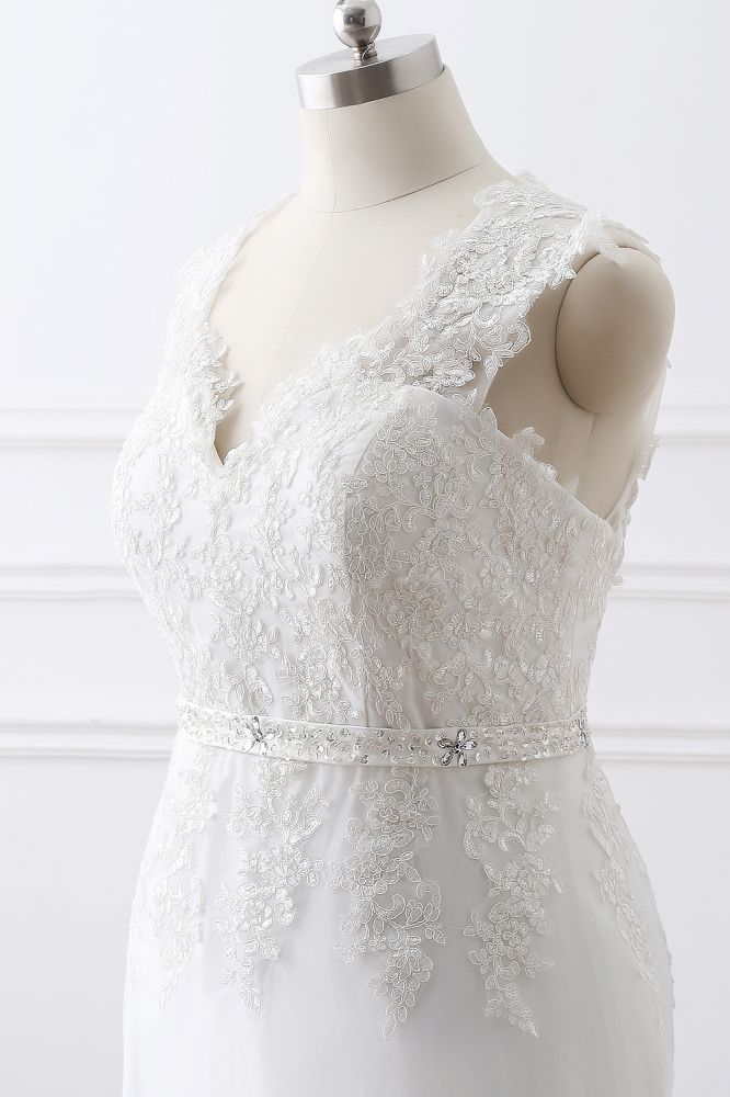 Vestido de novia de tul con escote en V y encaje, recién llegado