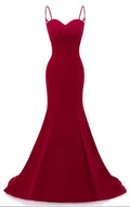 Dark Red Straps Long Prom Dresses Mermaid Evening Dresses Dark Red Formal Dresses Y1037