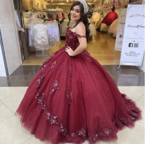 Robe de concours à épaules dénudées Robe de seizième anniversaire Robes d'anniversaire, Robe de bal étincelante Y1111