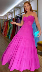 Robe de bal ample fuchsia généreuse Robe de soirée charmante Y1040