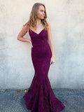 Robe de bal longue en dentelle bordeaux avec perles sirène Y935