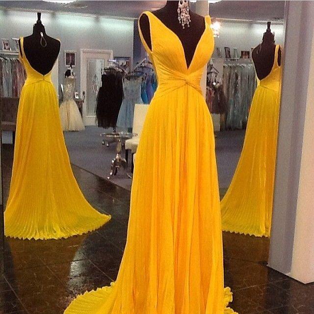Robes de bal jaunes Robe de bal dos nu Robe de soirée dos ouvert Robe de bal en chiffon Robes de soirée sexy Robe formelle jaune Robe d'invitée de mariage Robes de bal Y992