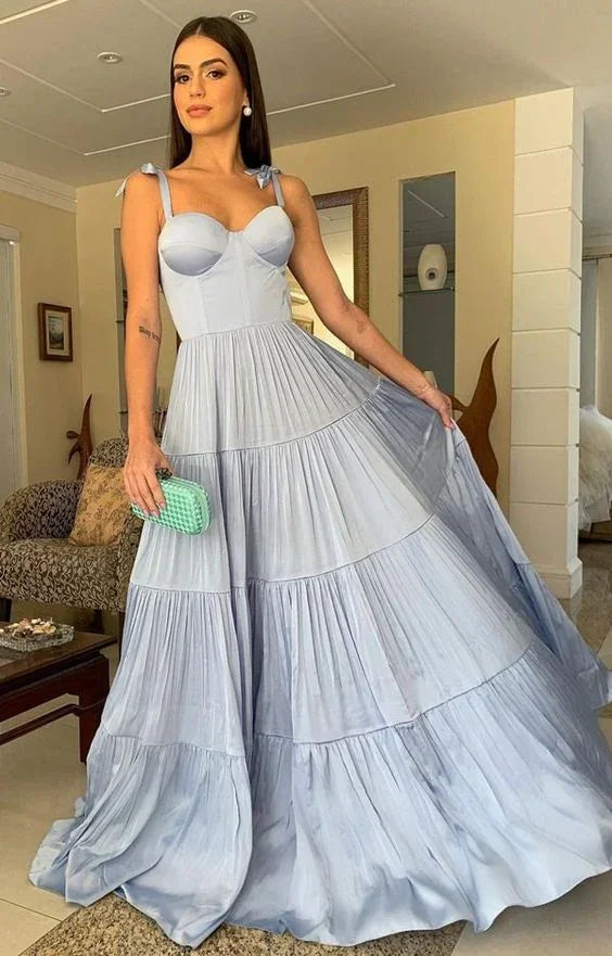 Elegant A-line Blue Long Prom Dress Charming Evening Dress Y1081