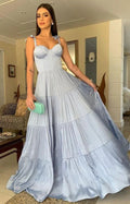 Elegant A-line Blue Long Prom Dress Charming Evening Dress Y1081