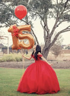 Jolie robe rouge à épaules dénudées pour Quinceañera, robe de bal rouge Y1106