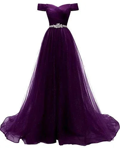 Robes de bal en tulle pour femmes, coupe trapèze, épaules dénudées, robe de soirée formelle Y877