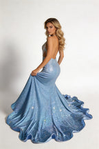 18 birthday outfit evening dress custom made black girl mermaid blue prom gowns Y887 by simplepromdress