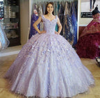 Robe romantique à fleurs en relief 3D, robe de bal à épaules dénudées, robe douce seize ans Y901