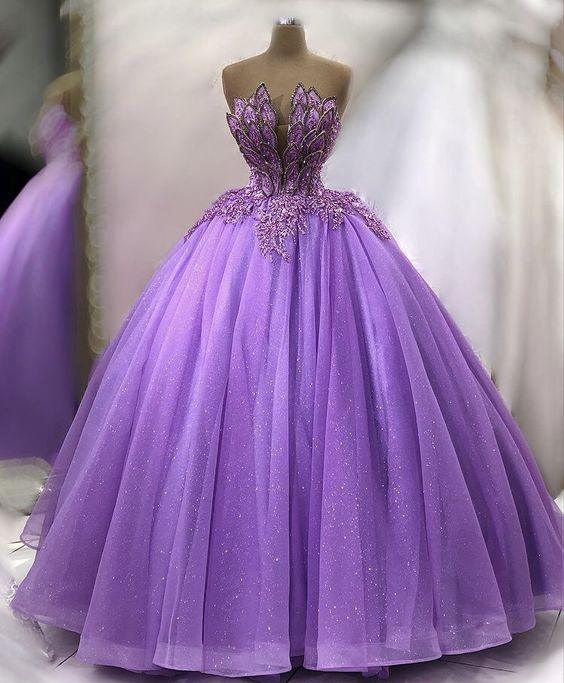 Robe de princesse éblouissante violette pailletée Y972