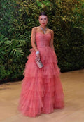 Romantisches Abendkleid aus mehrlagigem Tüll mit Rüschen, trägerloses Ballkleid aus Tüll Y1057