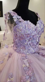 Vestido de Baile Vintage de Tule e Renda Lavanda para os 16 Anos Doce Y809