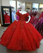 Dunkelrotes Tüllspitzen-Ballkleid Süßes 16 Kleid Y1440