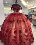 Robe de Quinceañera à épaules dénudées scintillante avec fleurs en relief 3D et traîne, robe de bal Y1448