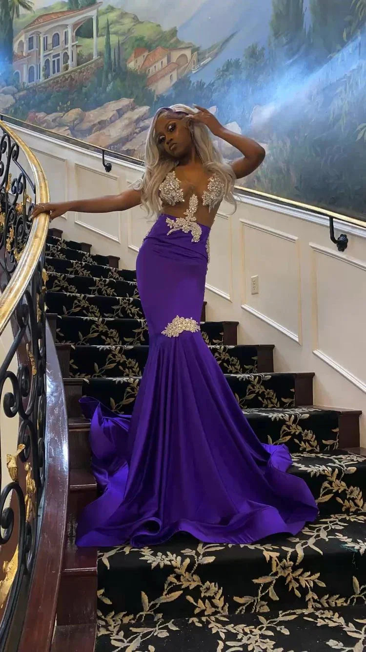Robe de bal sirène violette séduisante, robe de soirée charmante Y1708