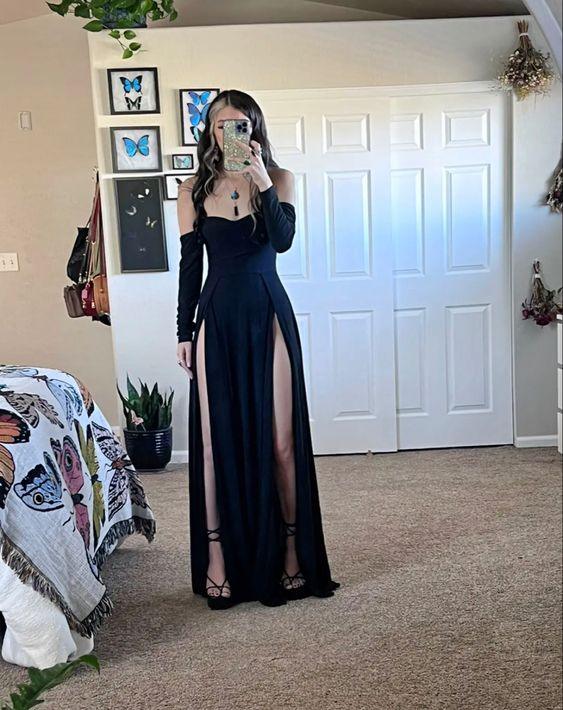 Black Long Prom Dress,Sexy Evening Dress Y1796