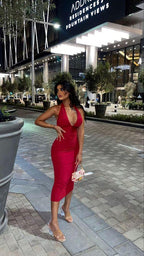 Robe moulante à col en V Halter Robe de soirée sexy Y633