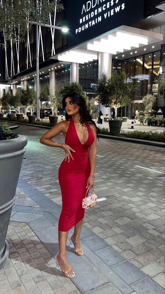 Robe moulante à col en V Halter Robe de soirée sexy Y633