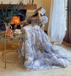 Beautiful Floral Print Chiffon Long Prom Dresses Evening Dress Y572